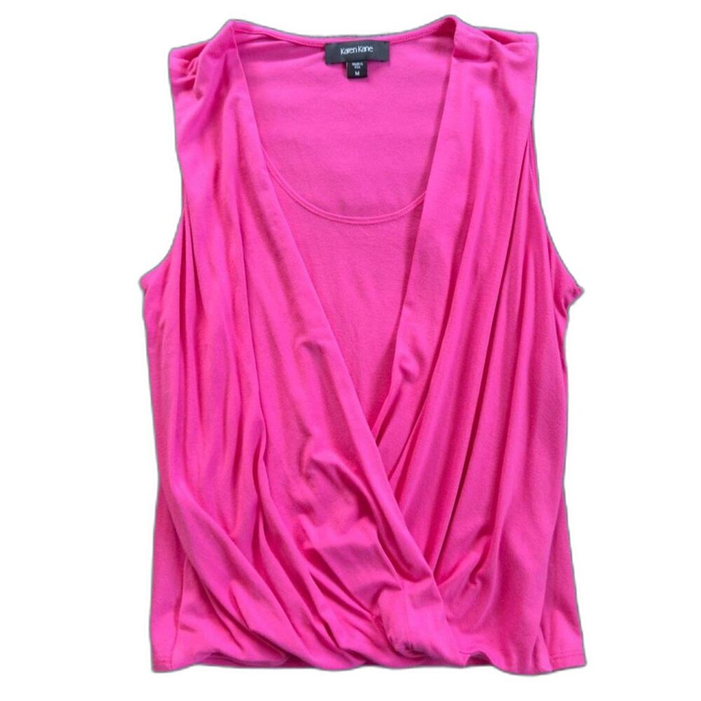 NWT Karen Kane Layered Drape Front Sleeveless Top Size M Hot Pink